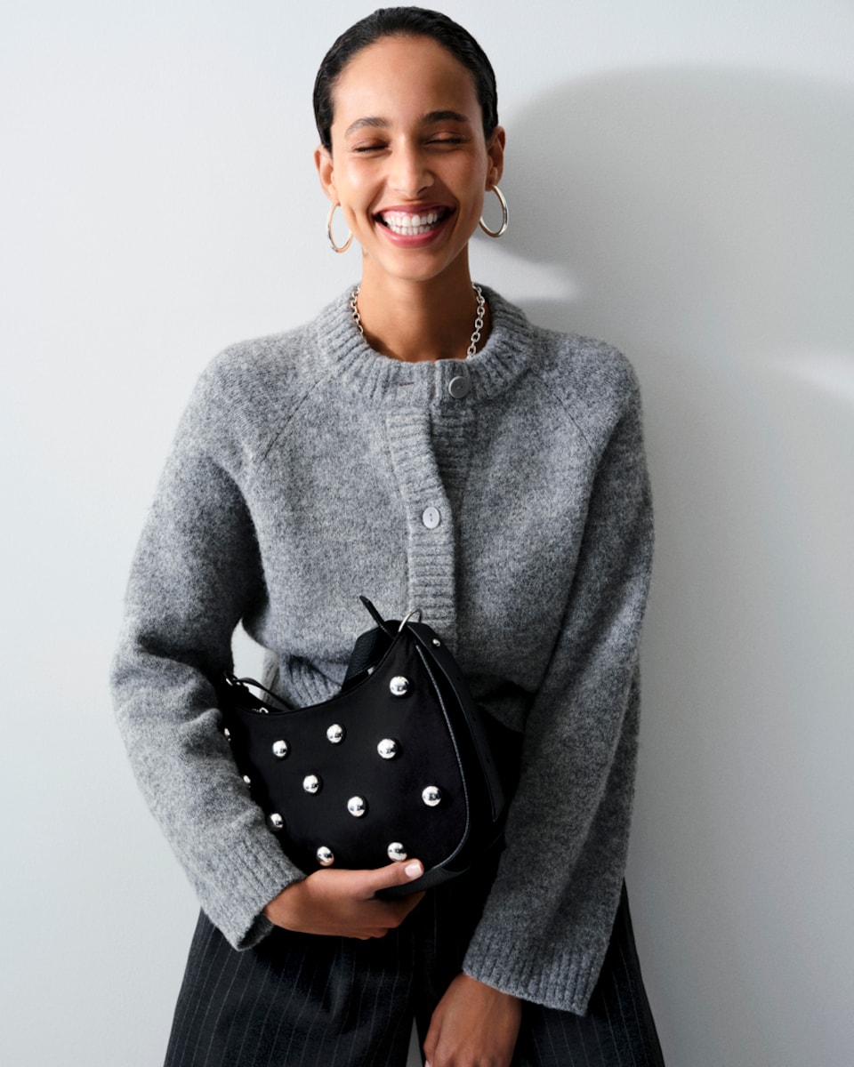 image 1 of F&F Knitted Button Front Cardigan with Wool in Grey