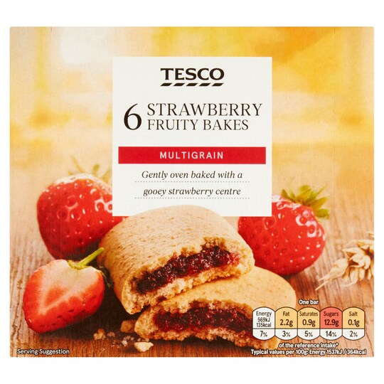 Tesco 6 Strawberry Fruity Bakes 222G Tesco Groceries