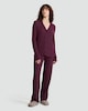 image 1 of F&F CoolEase™  Ribbed Wide Leg Button Up Revere Pyjama Set in Purple