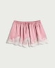 image 4 of F&F Satin Lace Trim Drawstring Shorts in Pink
