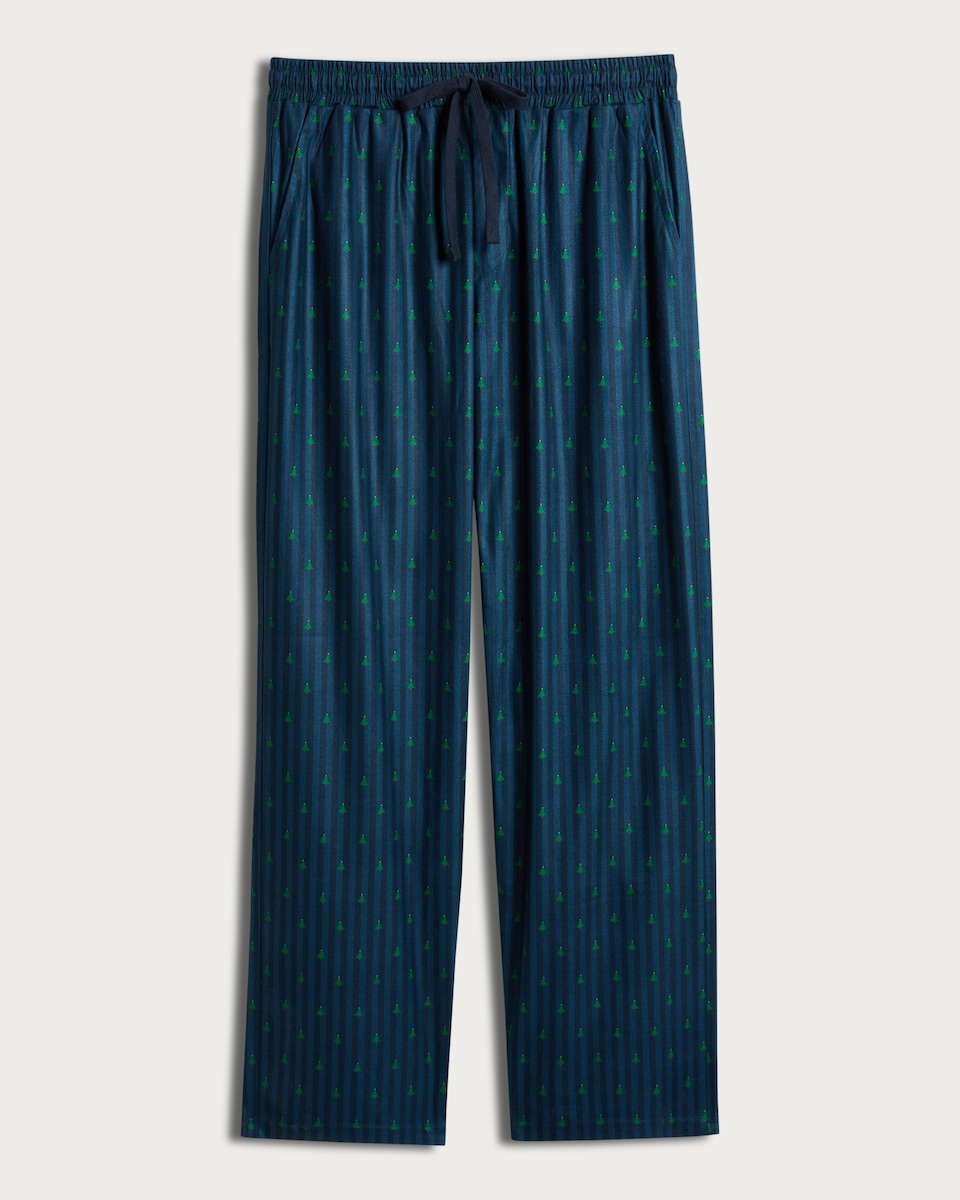 image 1 of F&F Stripe Tree Print Fleece Drawstring Pyjama Bottoms in Multi