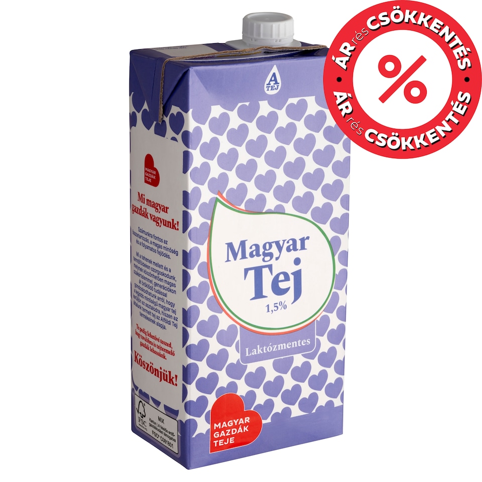 Magyar Tej UHT Lactose-Free Low-Fat Milk 1,5% 1 l