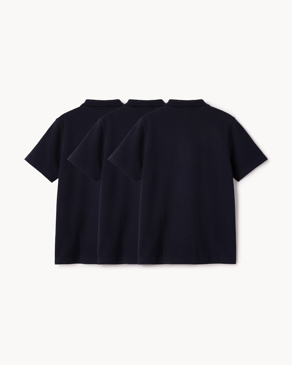image 1 of F&F School Boys 3-Pack Pure Cotton Regular Fit Polo Shirts in Navy