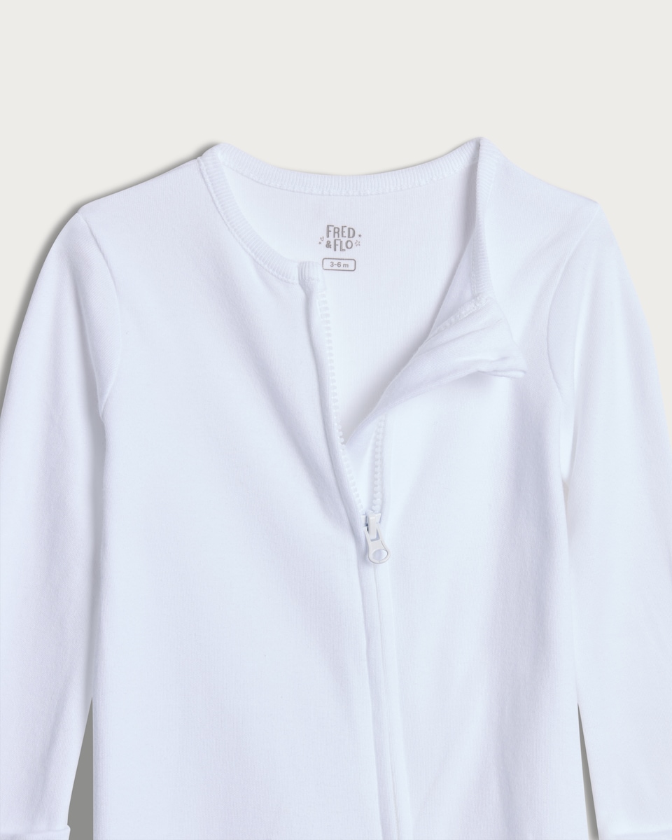 image 1 of F&F Baby 3-Pack Pure Cotton Zip Fastening Sleepsuits in White