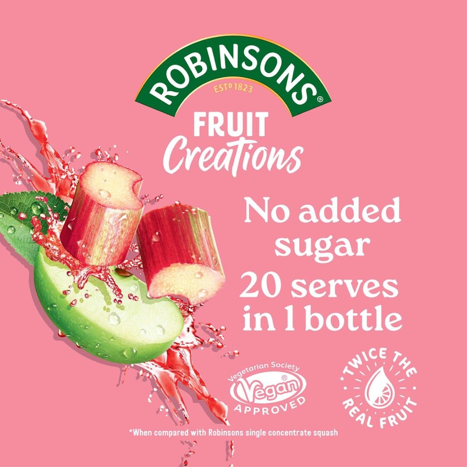 image 1 of Robinsons Fruit Creations Apple & Rhubarb Squash 1L