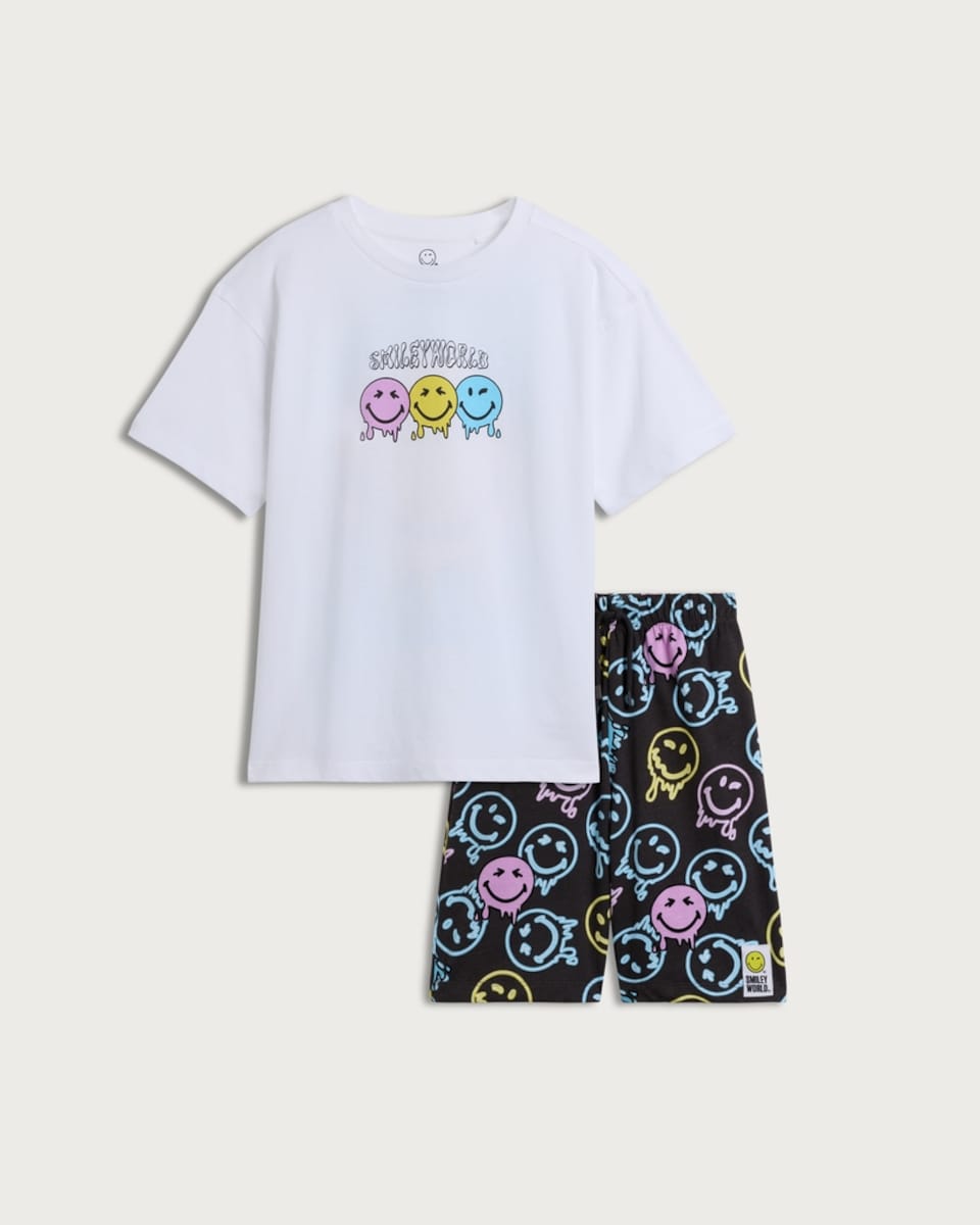 SmileyWorld 2-Piece Pure Cotton Pyjama Set in White