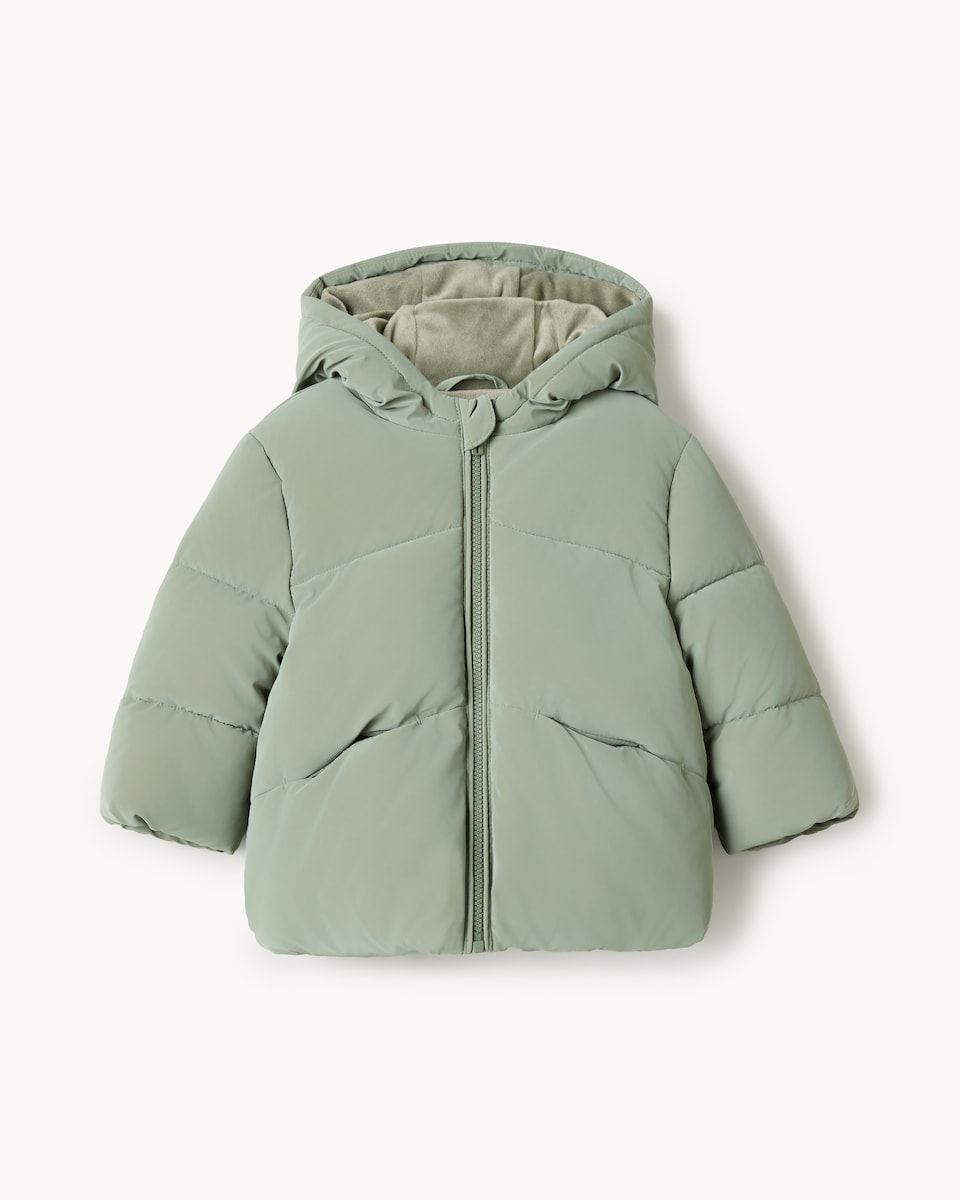 image 1 of F&F Baby Padded Zip Up Hooded Coat in Green