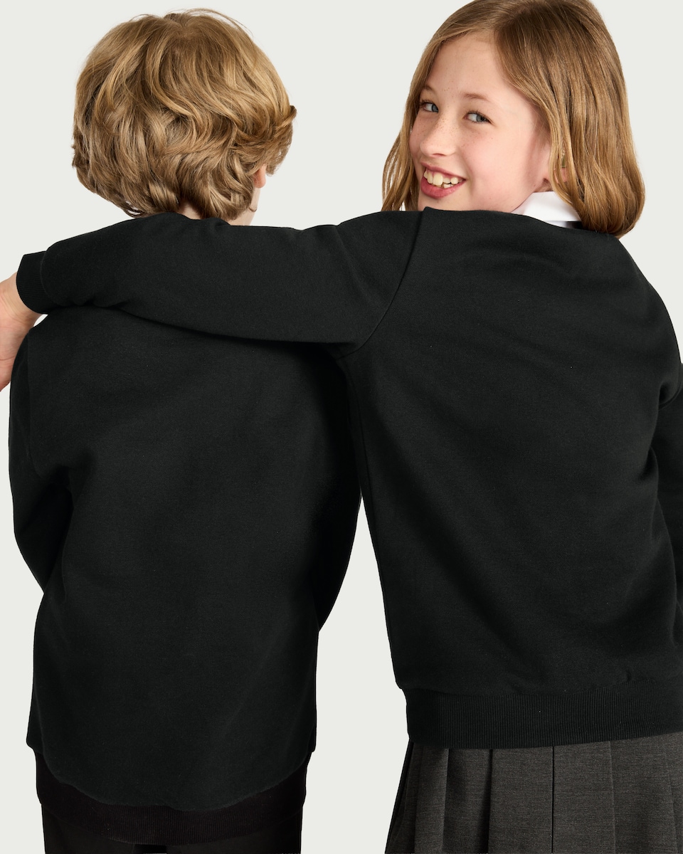 image 1 of F&F School Unisex 2-Pack Cotton Rich Sweatshirts in Black
