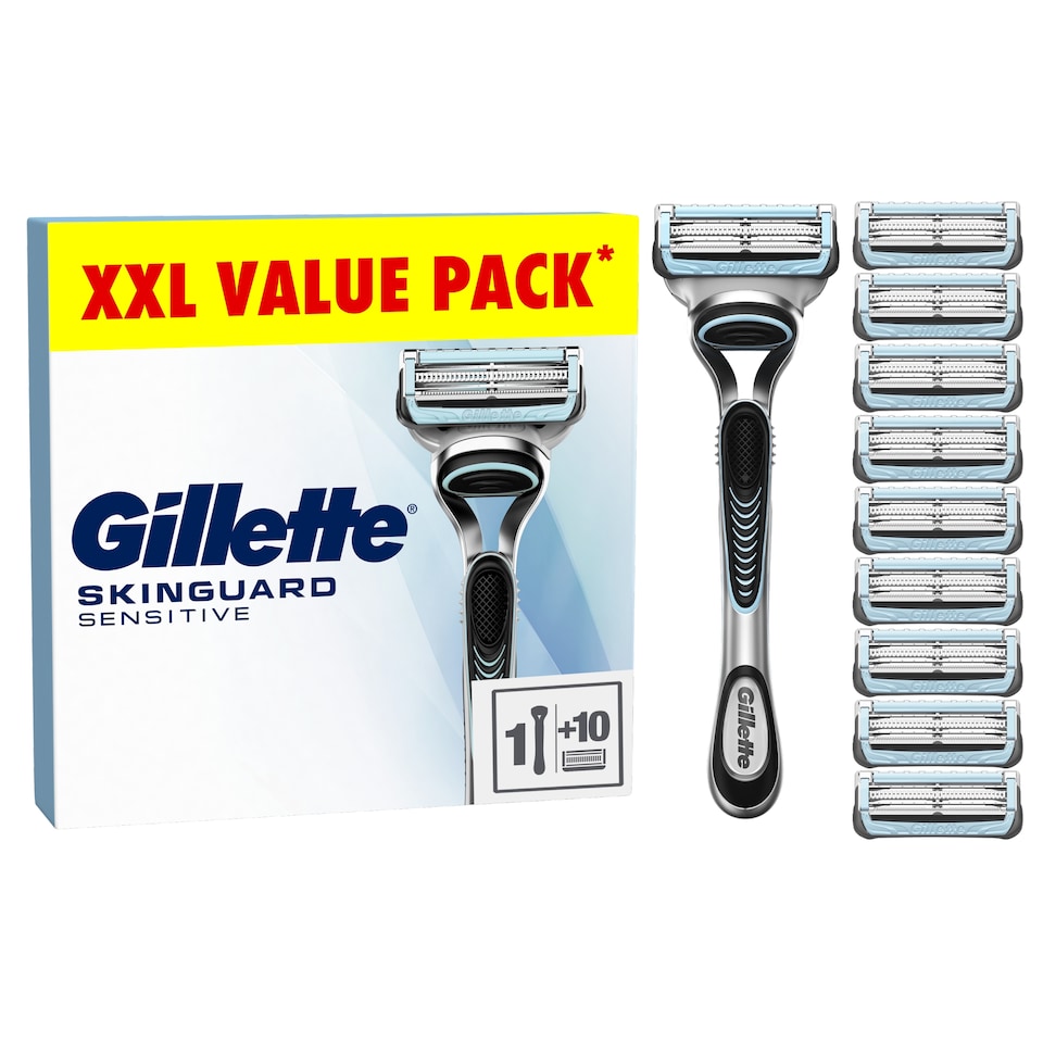 image 1 of Gillette SkinGuard Value Pack: Mens Razor + 10 Blade Refills