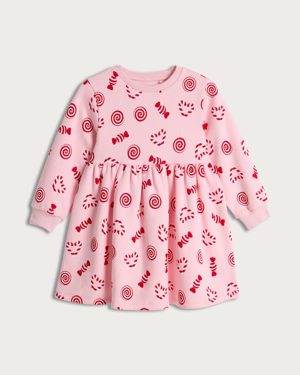 F&F Girls Cotton Rich Candy Print Sweat Dress in Pink