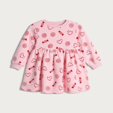 F&F Girls Cotton Rich Candy Print Sweat Dress in Pink