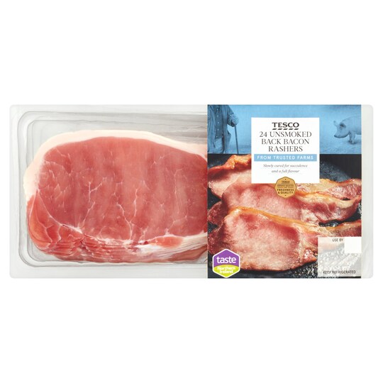 Tesco Unsmoked Twin Pack Back Bacon 2X360g Tesco Groceries