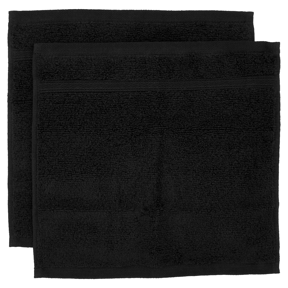image 1 of Tesco Black Supersoft Cotton Face Cloth 2 Pack