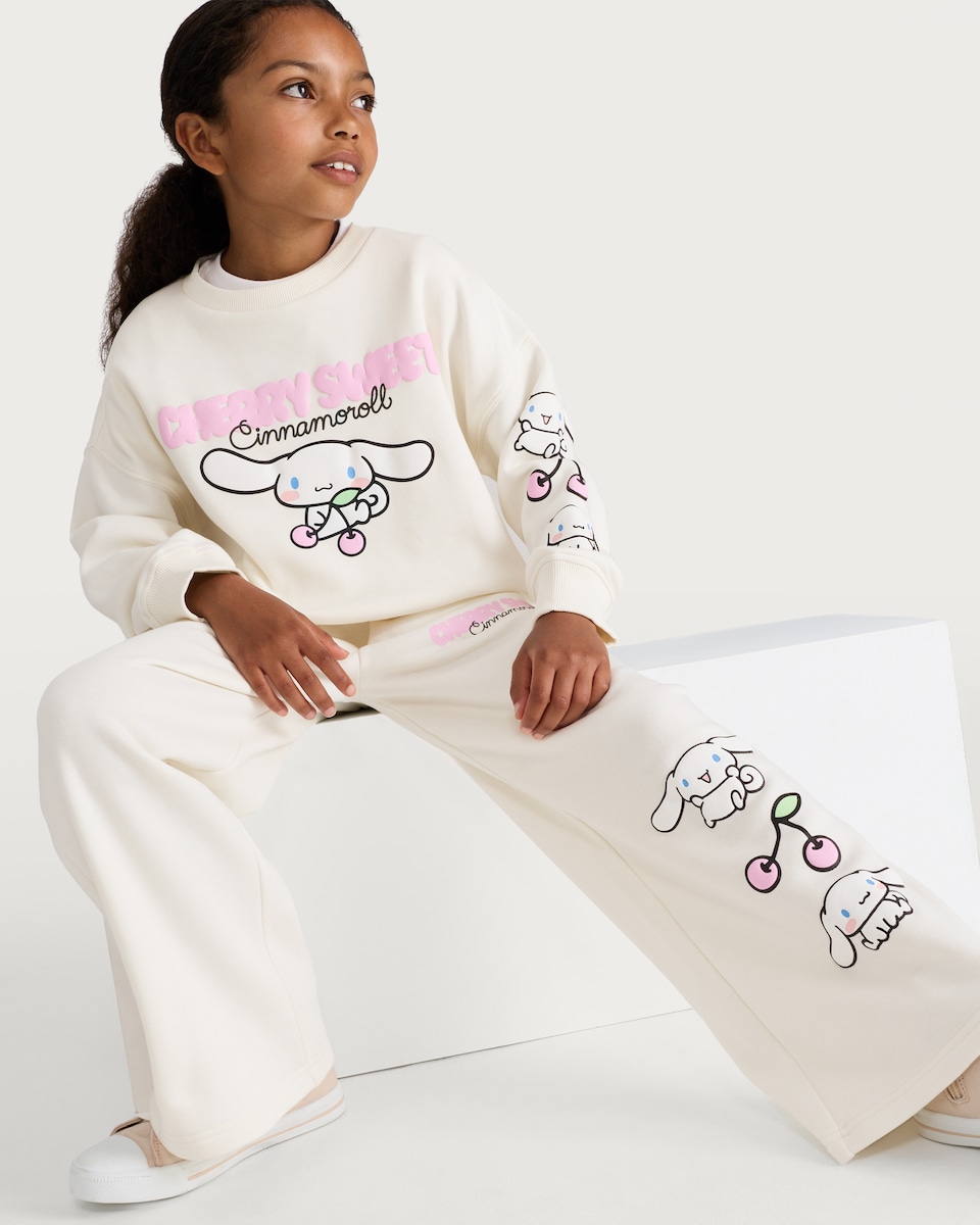 image 1 of Cinnamoroll 2-Piece Cotton Rich Sweatshirt and Joggers Set in White