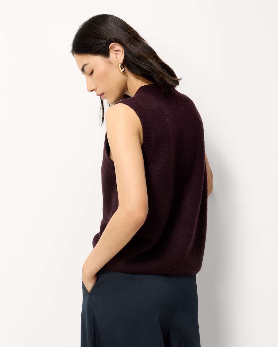 image 1 of F&F Knitted Crew Neck Vest in Burgundy