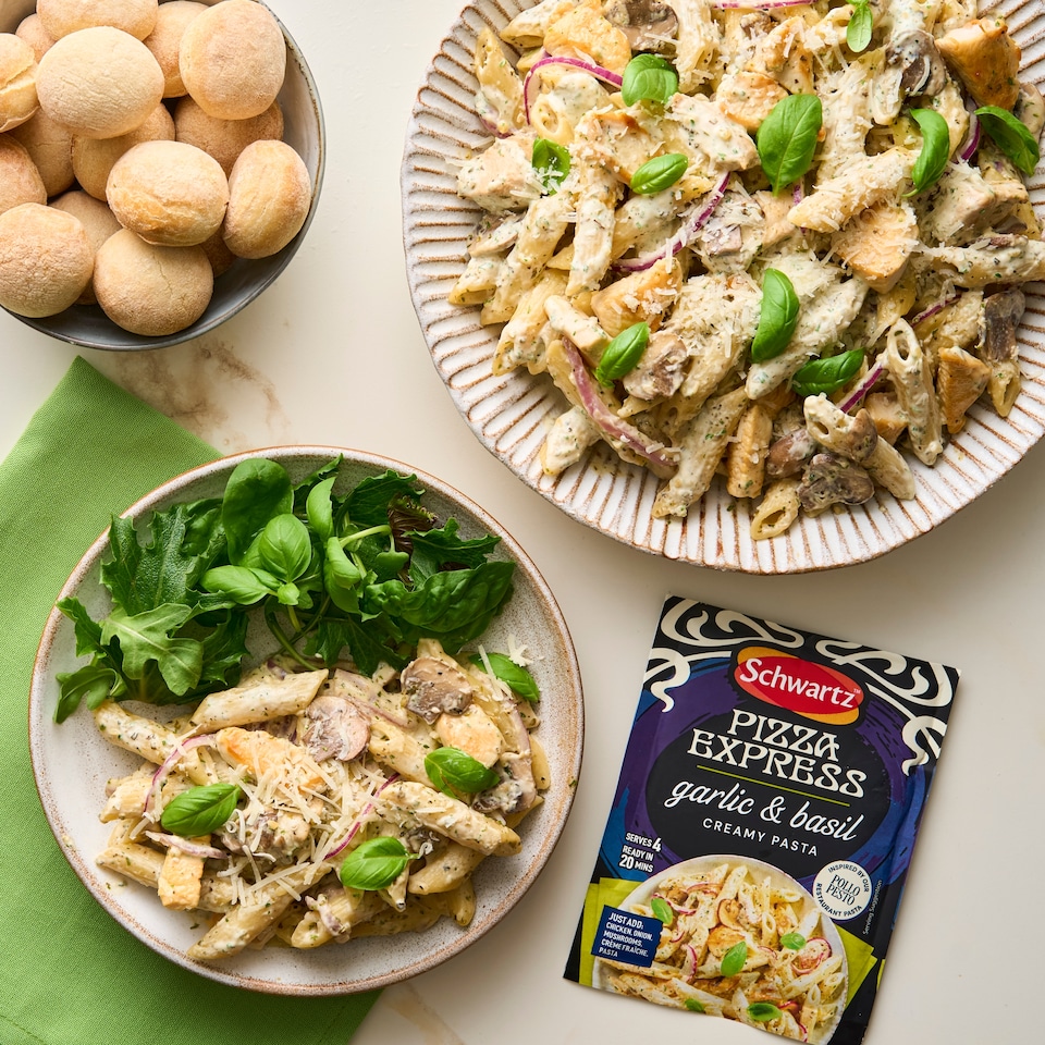 image 1 of Schwartz Pizza Express Garlic & Basil Pasta Bake Recipe Mix 35g