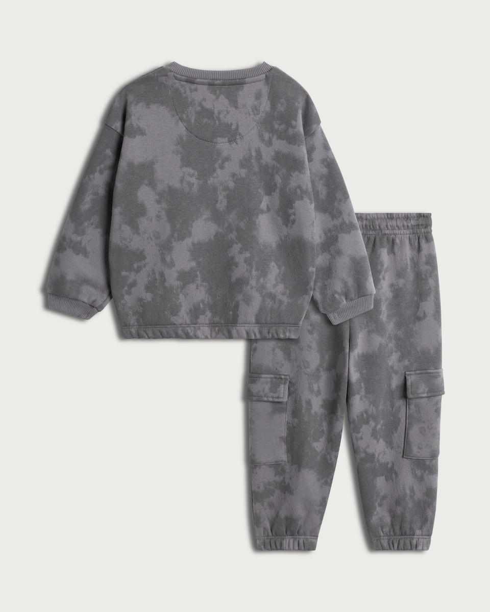 image 1 of AC/DC 2-Piece Cotton Rich Tie Dye Sweatshirt and Joggers in Grey