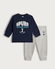 image 1 of Tottenham Hotspur Cotton Rich Top and Joggers Set in Navy