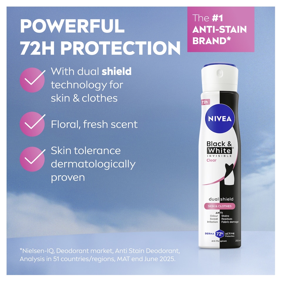 image 1 of NIVEA Black & White Original Anti-Perspirant Deodorant Spray 250ml