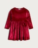 image 4 of F&F Girls Velour Long Sleeved Bow Dress in Red