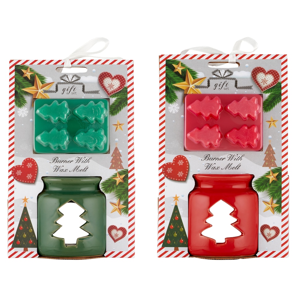 Kerámia égő viasszal karácsonyi ajándék készlet