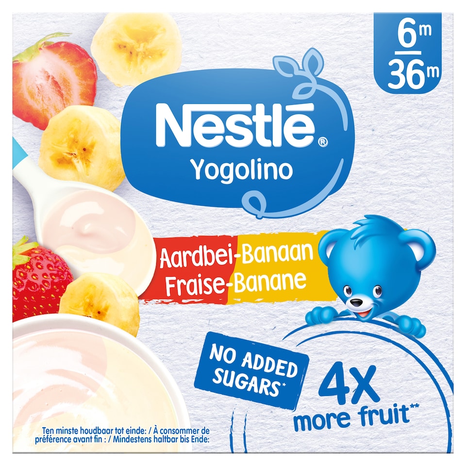 Nestlé Yogolino tejalapú banános-epres bébidesszert 6+ hó 4 x 90 g (360 g)