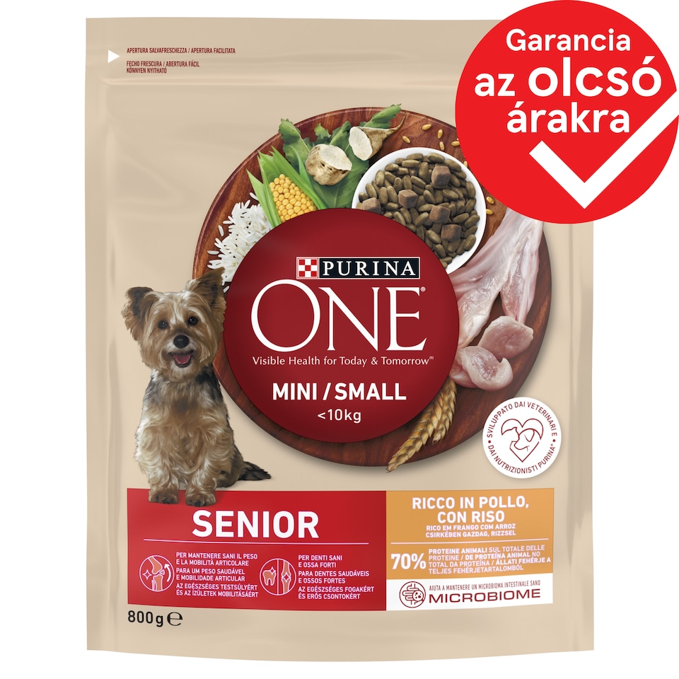 Purina One Senior Mini/Small <10 kg teljes értékű állateledel idős kutyák számára 800 g