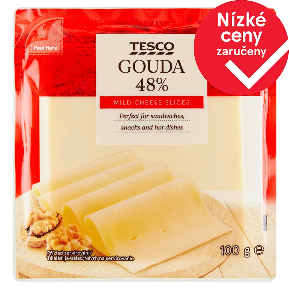 Tesco Gouda 48% plátky 100g