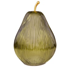 Candlelight Large Green Ribbed Light Up Pear Table Lamp
