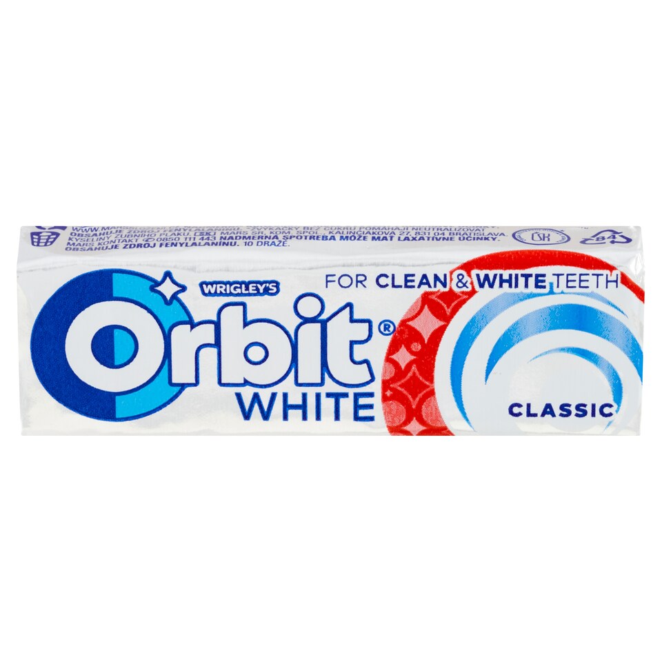 image 1 of Wrigley's Orbit White Classic Sugar Free Chewing Gum with Mint Flavour 10 pcs 14 g