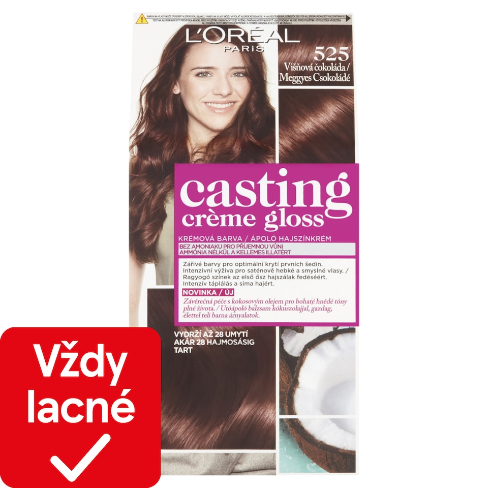 L'Oréal Paris Casting Creme Gloss, semipermanentná farba 525 VIŠŇOVÁ ČOKOLÁDA, 48 +72 +60 ml