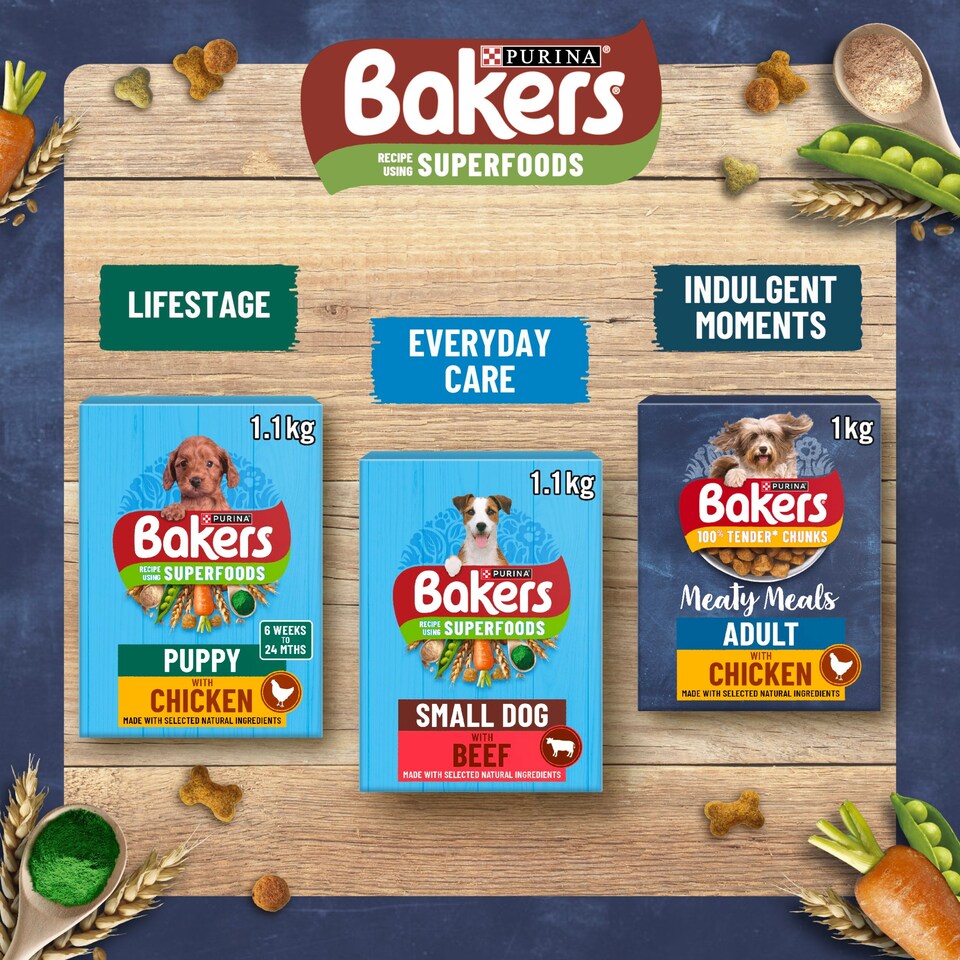 image 1 of Bakers Meaty Meals Adult Small Dry Dog Food Beef 1kg
