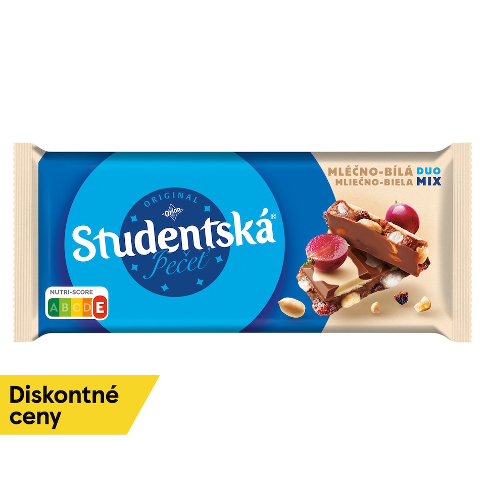 ORION ŠTUDENTSKÁ PEČAŤ Milk-White Chocolate with Peanuts, Raisins and Jelly 170 g