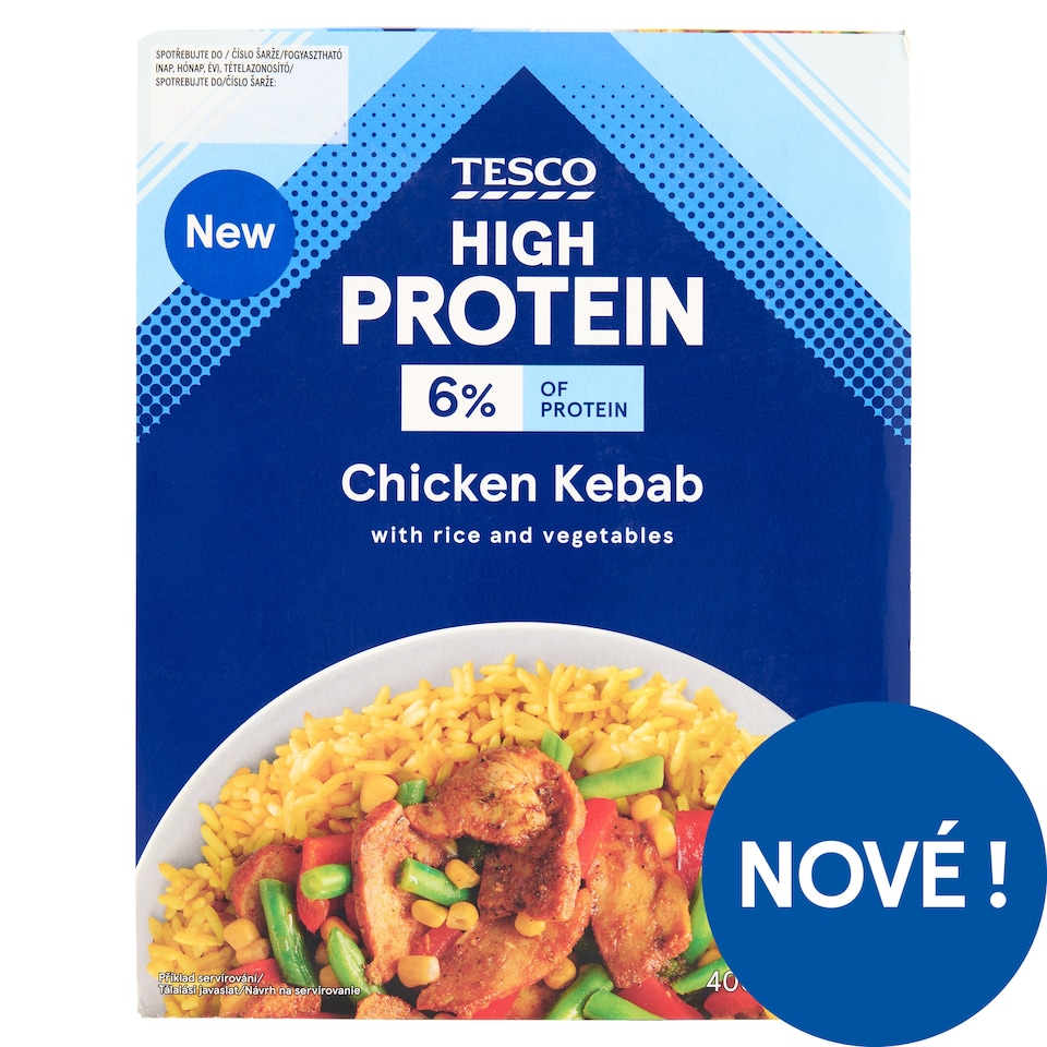Tesco High Protein pečené kousky kuřecích prsních filetů s vařenou rýží a pečenou zeleninou 400g
