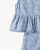 image 3 of F&F Girls 2-Piece Pure Cotton Floral Denim Top and Shorts Set in Blue