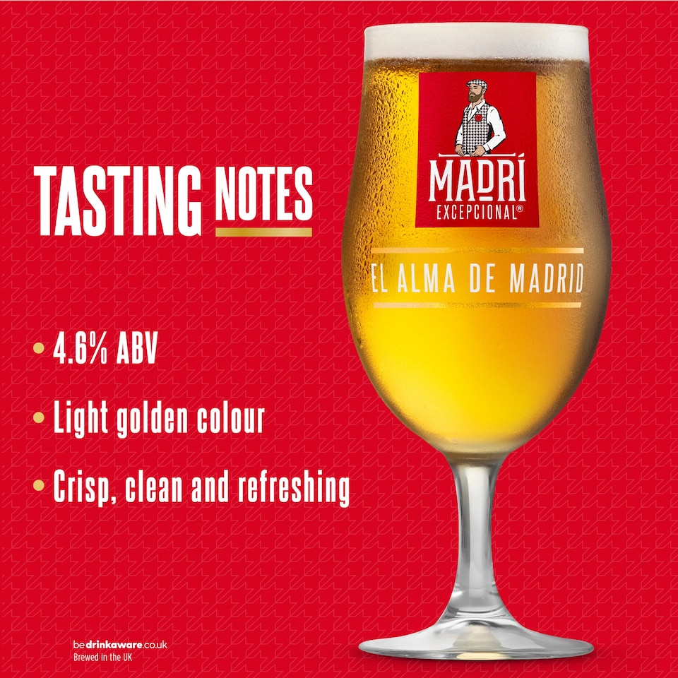 image 1 of Madri Excepcional Premium Lager Beer Bottle 12 x 330ml