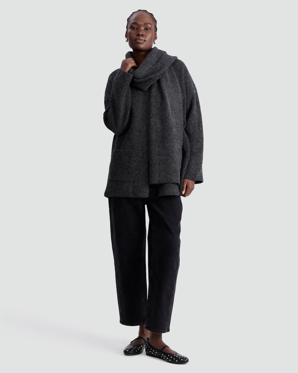 image 1 of F&F Knitted Scarf Detail Cardigan with Wool in Grey