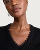 image 1 of F&F Ribbed Beaded V Neck Jumper in Black