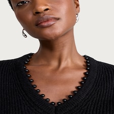 F&F Ribbed Beaded V Neck Jumper in Black