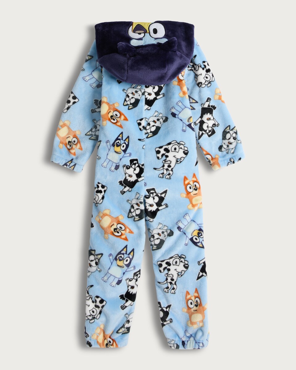 image 1 of Bluey Fleece Hooded Onesie in Lilac