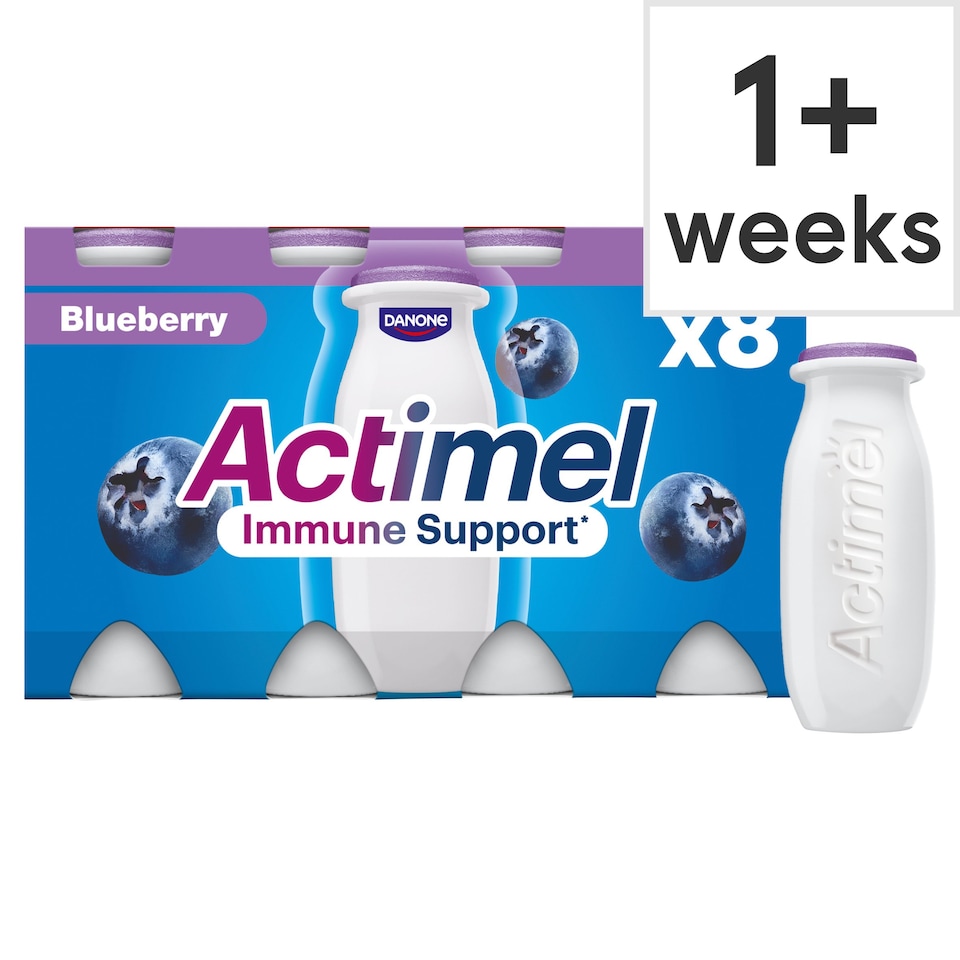 image 1 of Actimel Blueberry Immunity Live Yoghurt Drink Multipack 8X100g