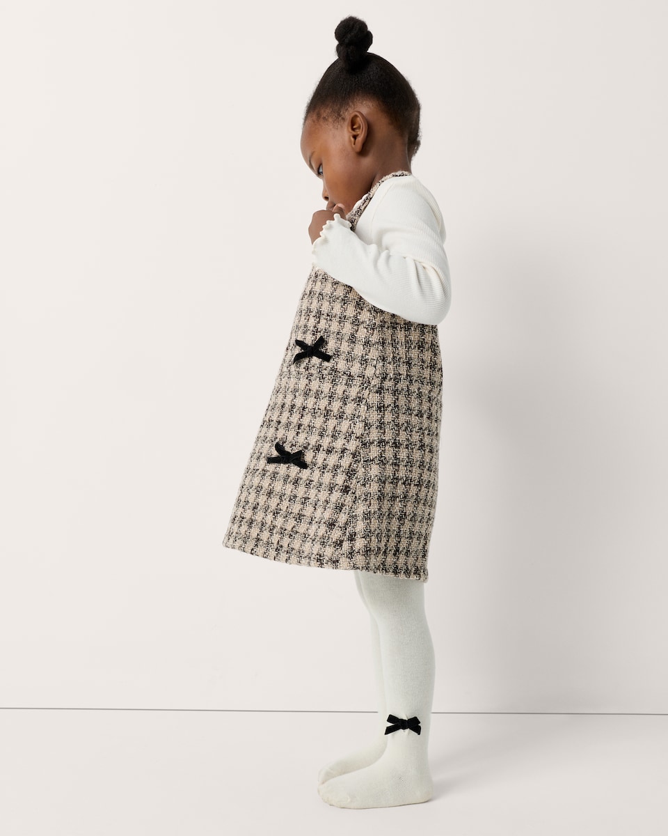 image 1 of F&F Girls Check Pinafore, Top and Tights Set in Multi