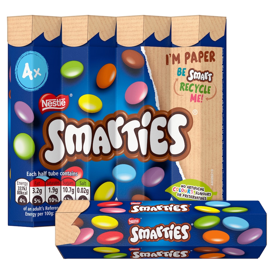 image 1 of Smarties Milk Chocolate Tube Multipack 34g 4 Pack