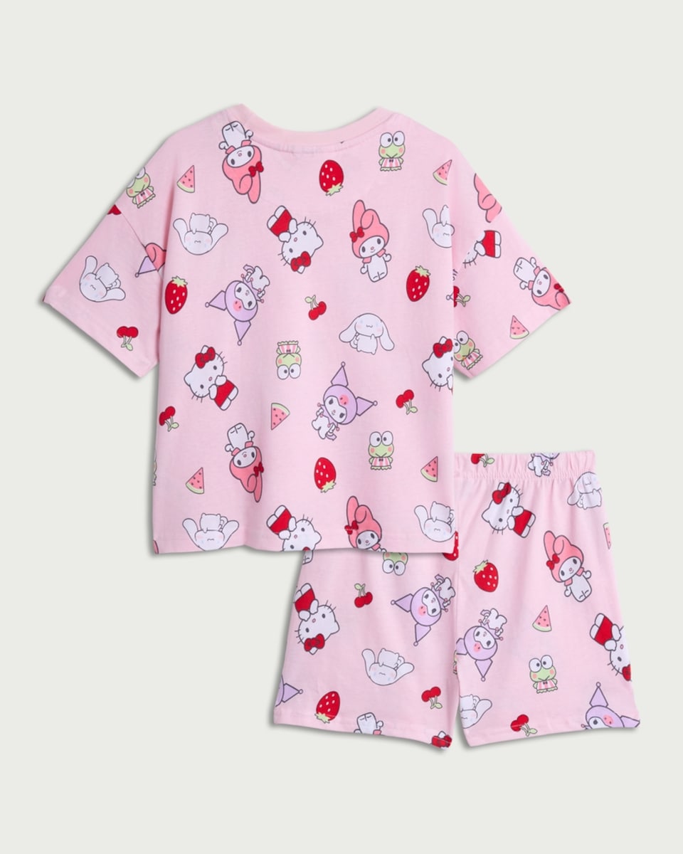 image 1 of Hello Kitty Pure Cotton Pyjama Set in Pink
