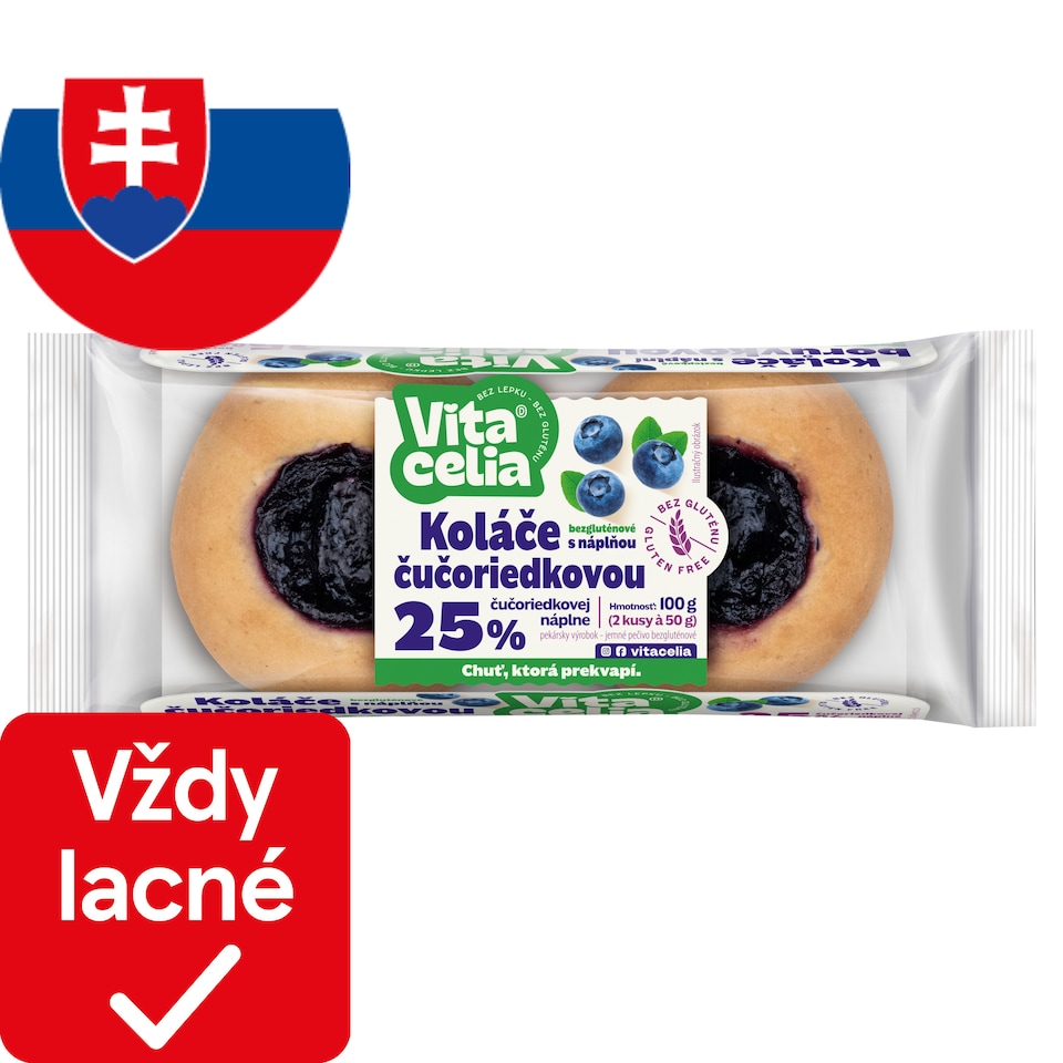 Vitacelia Koláče bezgluténové s náplňou čučoriedkovou 2 x 50 g (100 g)