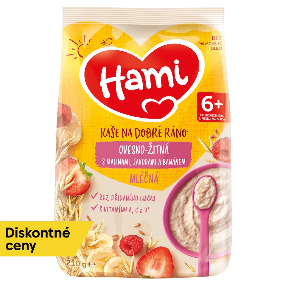 obrázok 1 z Hami mliečna kaša ovseno-žitná s banánom, jahodami a malinami 210 g
