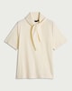 image 4 of The F&F Edit Pure Cotton Tie Neck T-Shirt in Cream