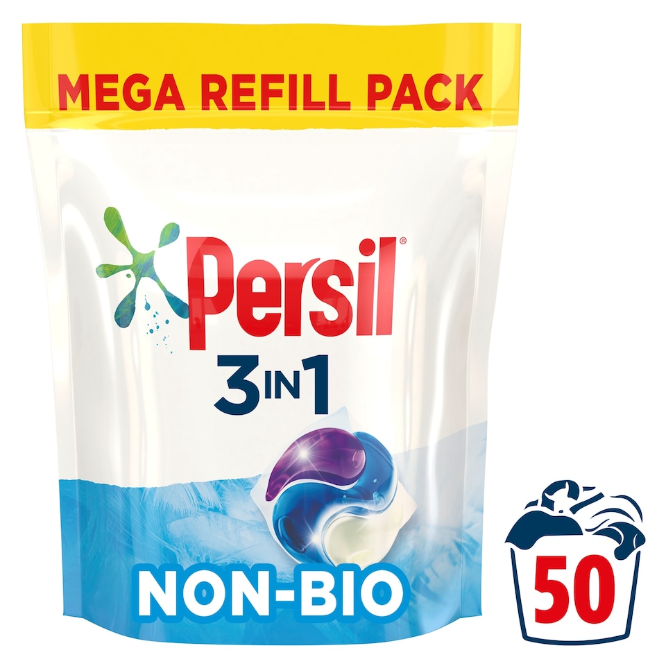 image 1 of Persil 3 In1 Non Bio Laundry Washing Capsules 50 Washes 1.350kg