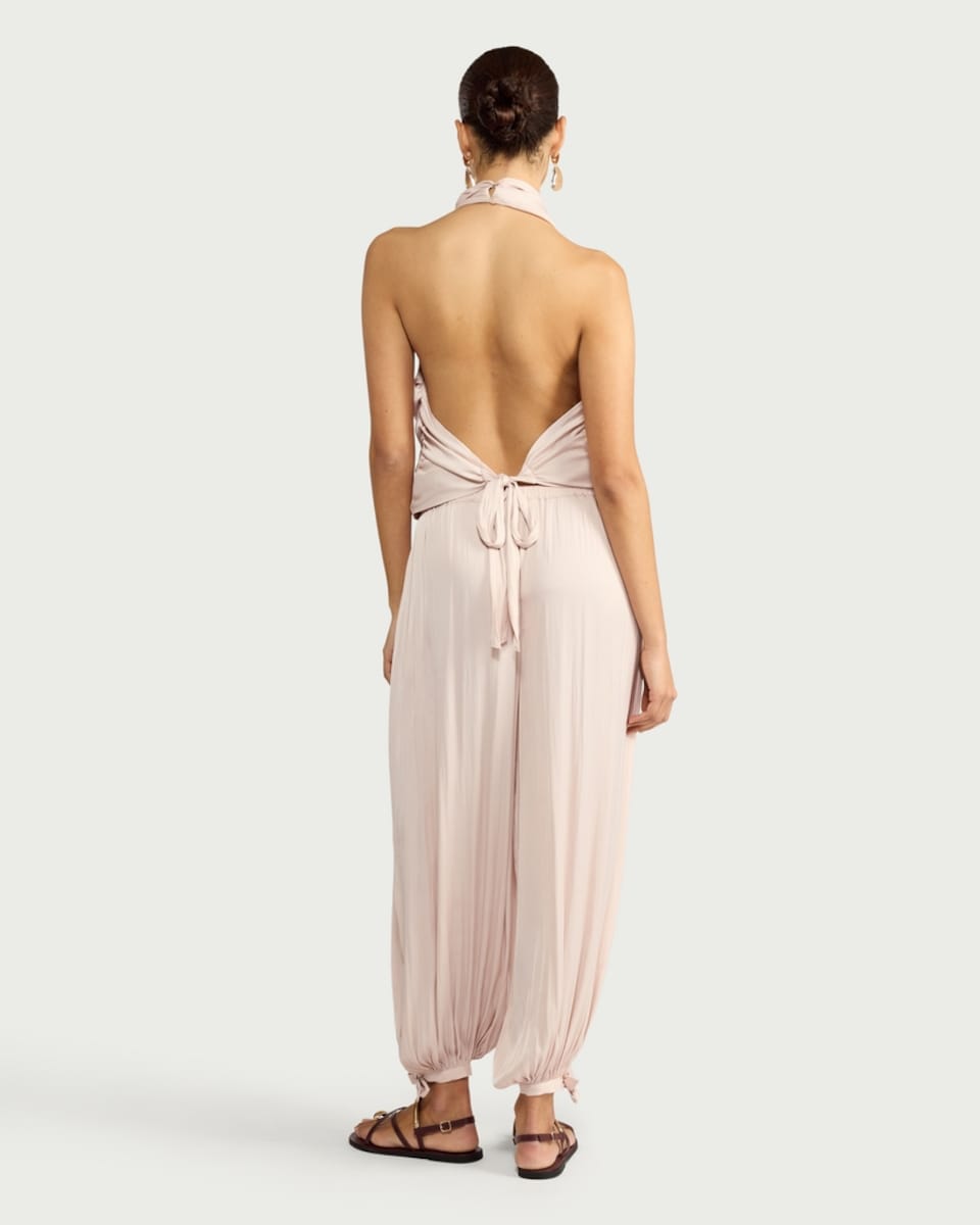 image 1 of F&F Satin Tie Hem Balloon Co-ord Trousers in Pink