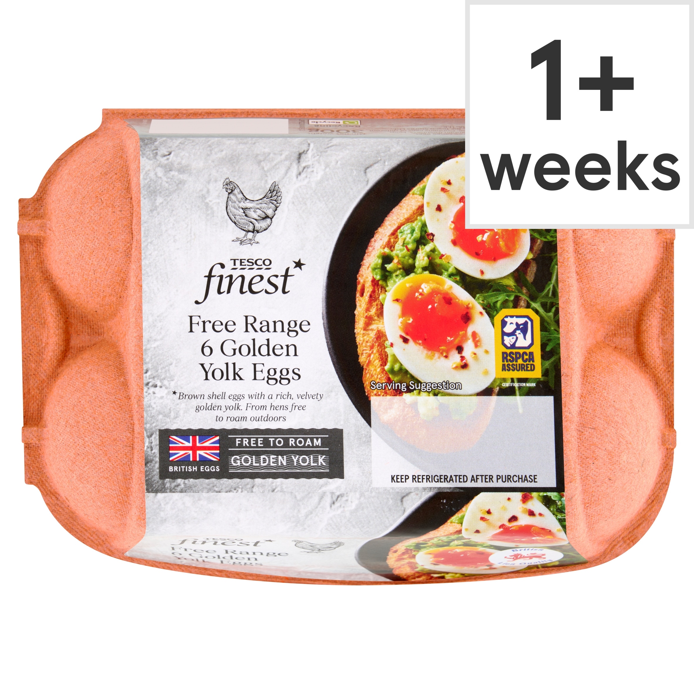 Tesco Finest Free Range 6 Golden Yolk Eggs